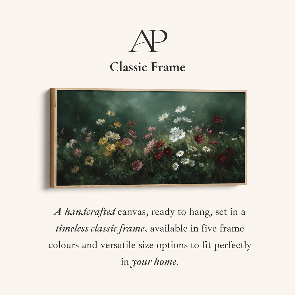 Panoramic Wall Art Mixed Garden Flowers Framed Canvas Print For Kitchen