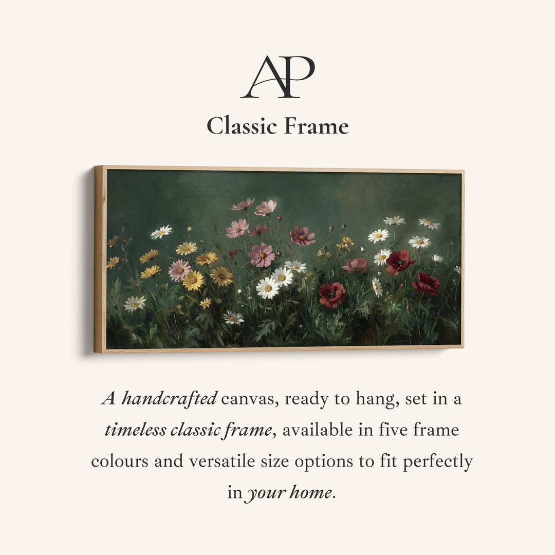 Horizontal Wall Art Mixed Meadow Flowers Horizontal Canvas Print For Living Room