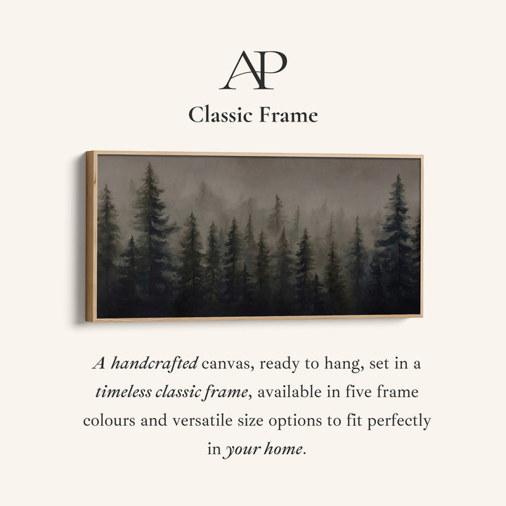 Large Wall Art Misty Pine Forest Panoramic Canvas Print For Office