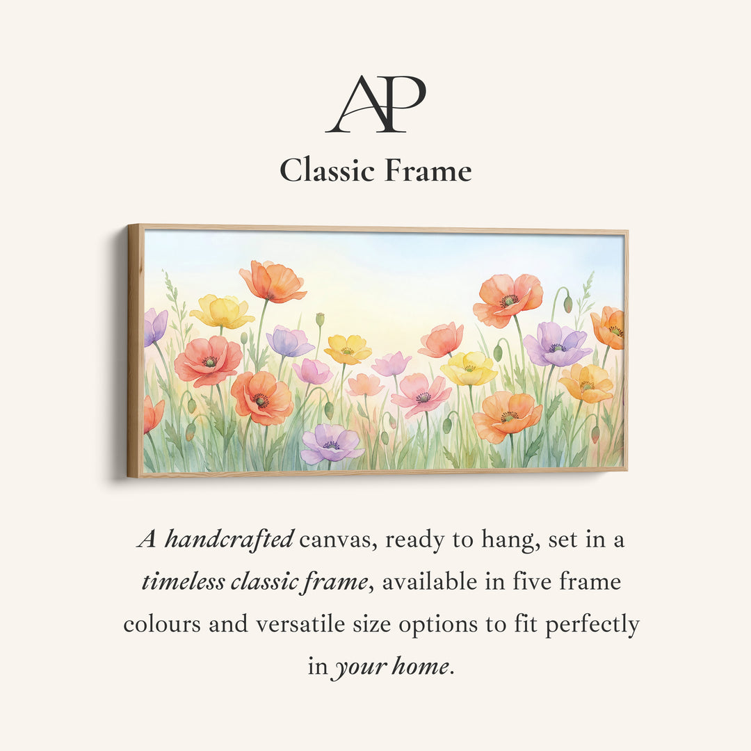 Panoramic Wall Art Pastel Poppy Flowers Statement Wall Decor For Kitchen