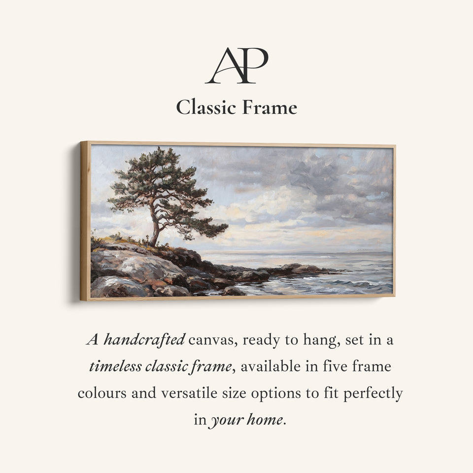Wide Framed Canvas Coastal Tree And Sea Oversized Wall Decor For Hallway