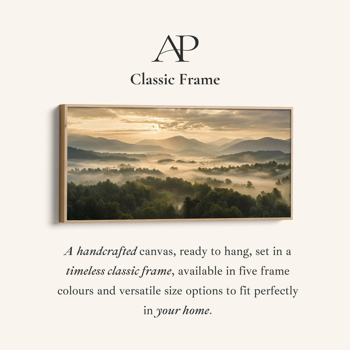 Wide Wall Art Misty Valley Sunrise Horizontal Canvas Print For Office