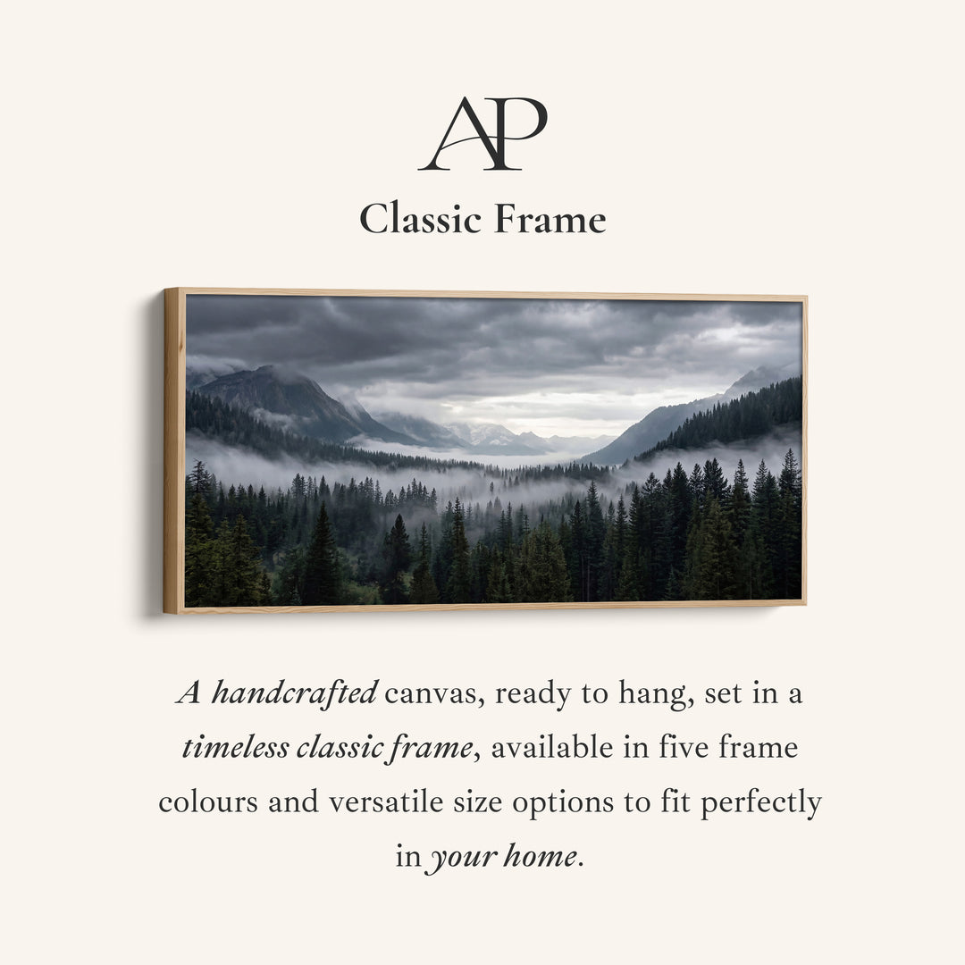 Large Wall Art Mountain Forest With Fog Extra Wide Canvas For Living Room