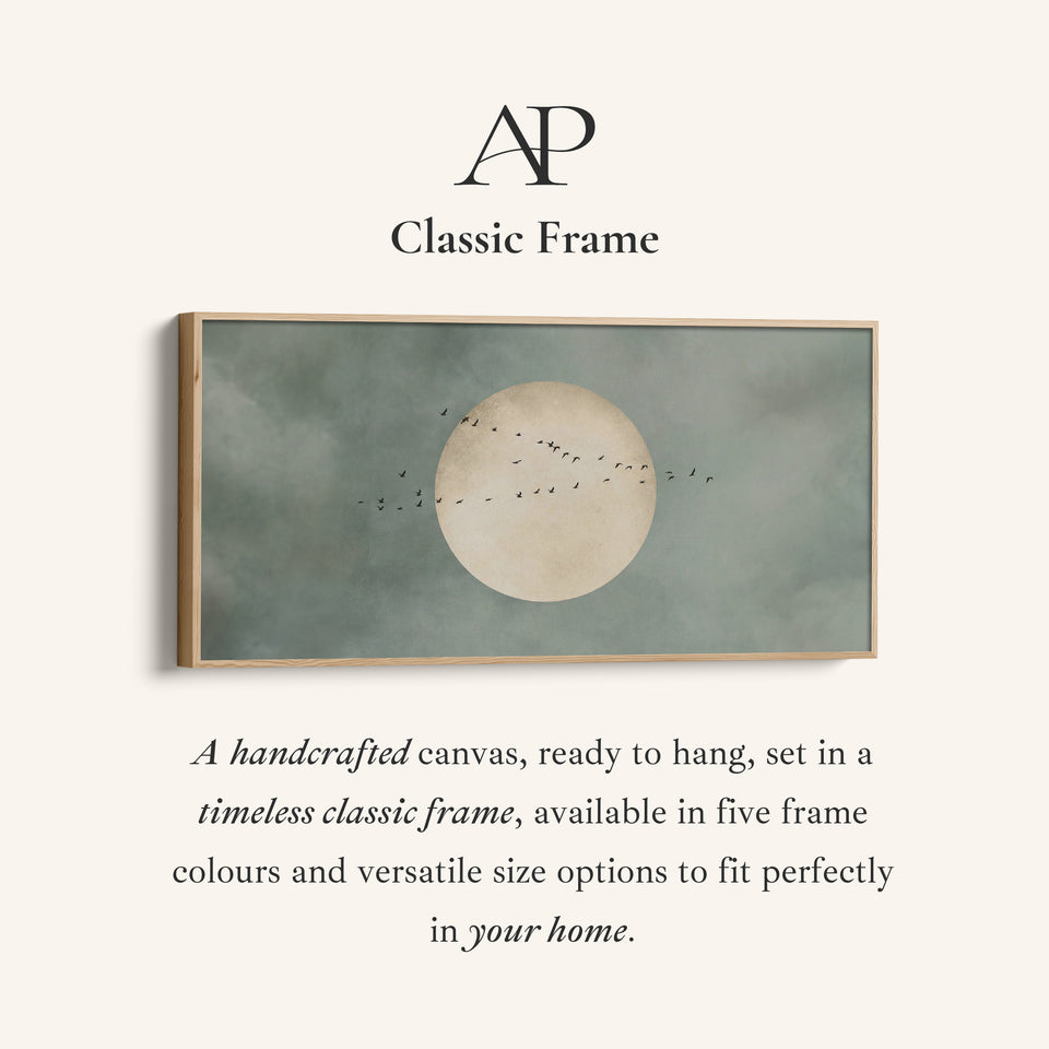 Birds And Moon Panoramic Wall Art Statement Wall Decor Hallway