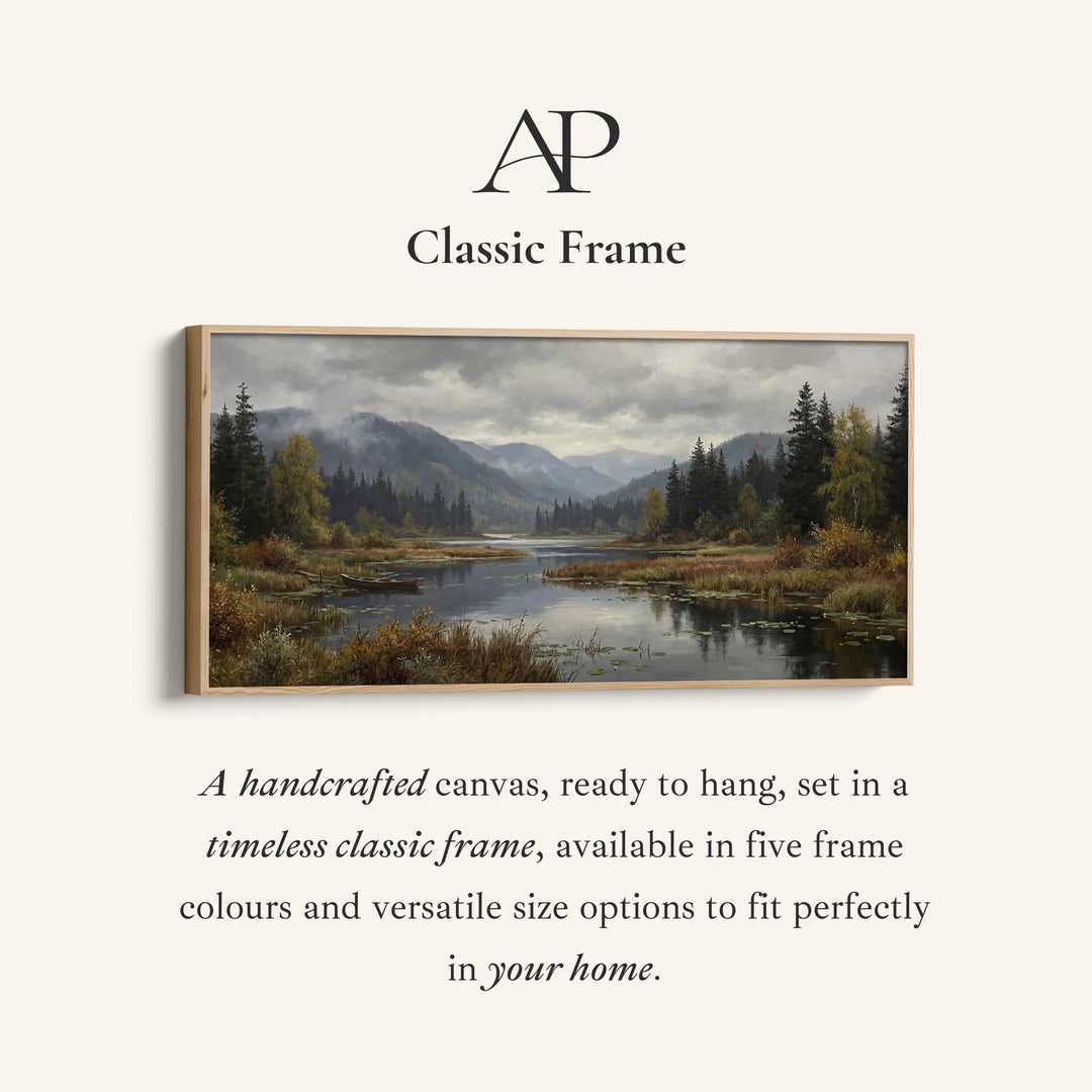 Mountain Lake Above Bed Wall Art Panoramic Canvas Print For Living Room