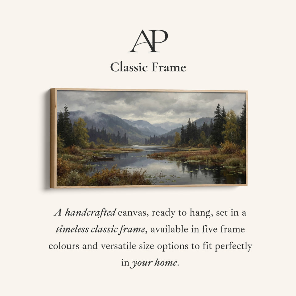 Mountain Lake Above Bed Wall Art Panoramic Canvas Print For Living Room