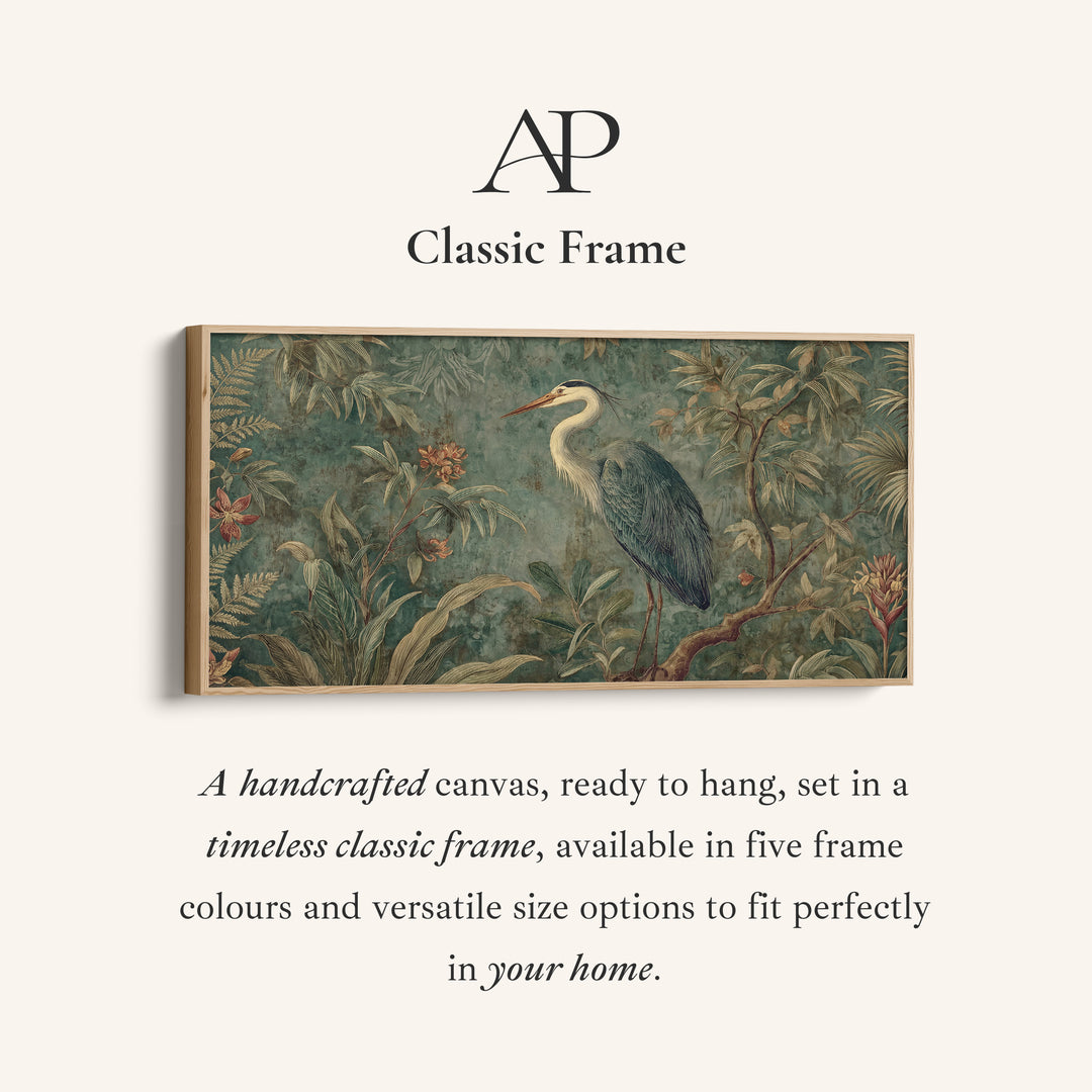 Blue Heron Above Soft Wall Art Horizontal Canvas Print For Hallway