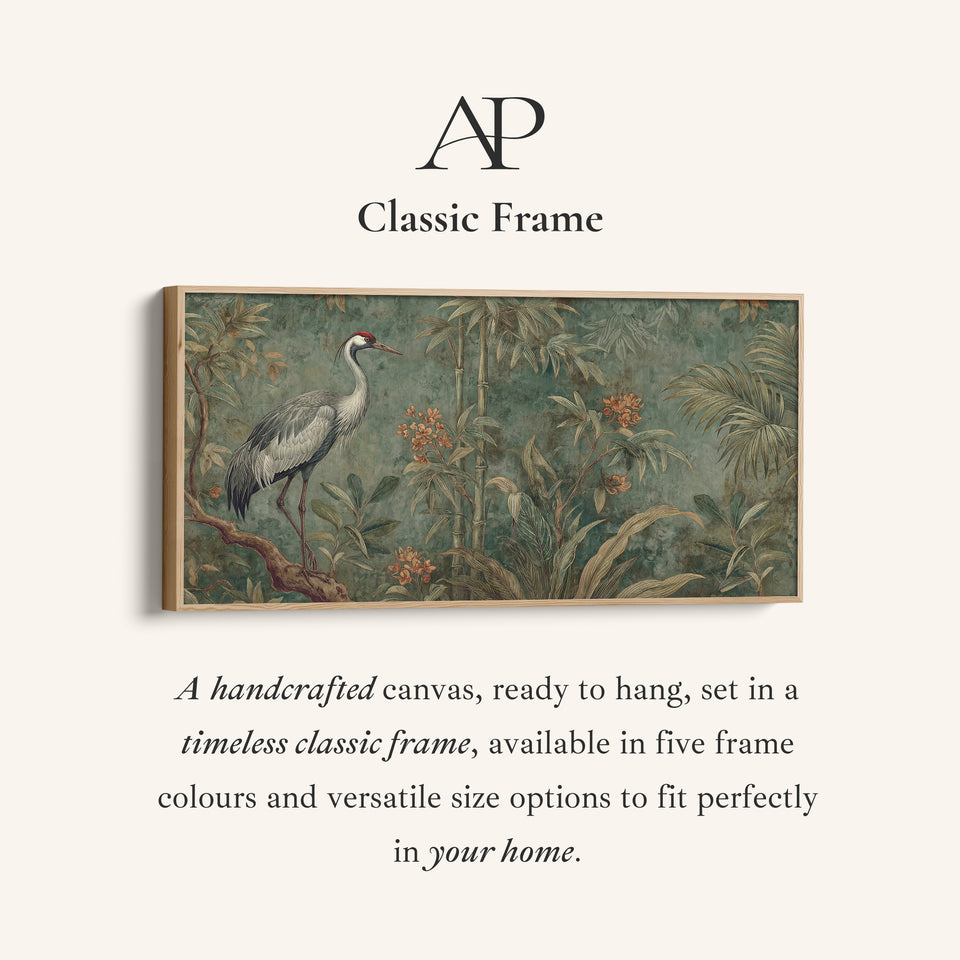 Crane With Bamboo Bedroom Wall Art Extra Wide Canvas For Office