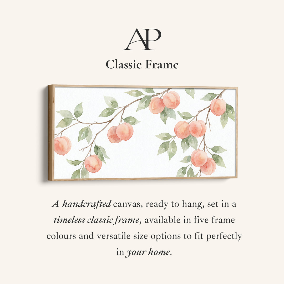 Peach Branches Wide Framed Canvas Extra Wide Canvas For Kitchen