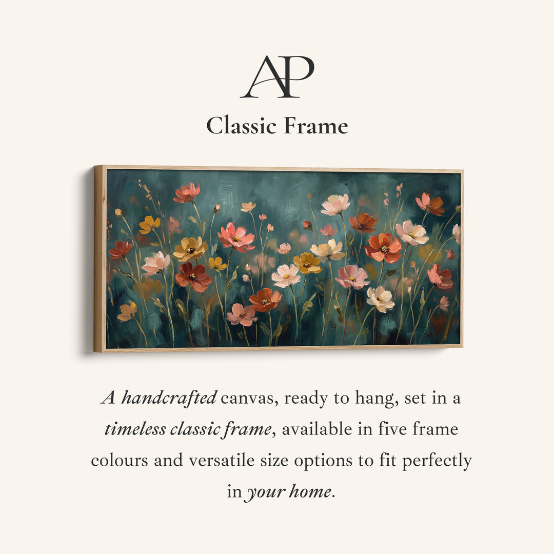 Pastel Wildflowers Wide Canvas Statement Wall Decor For Living Room