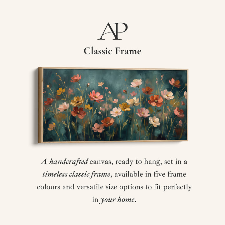 Pastel Wildflowers Wide Canvas Statement Wall Decor For Living Room