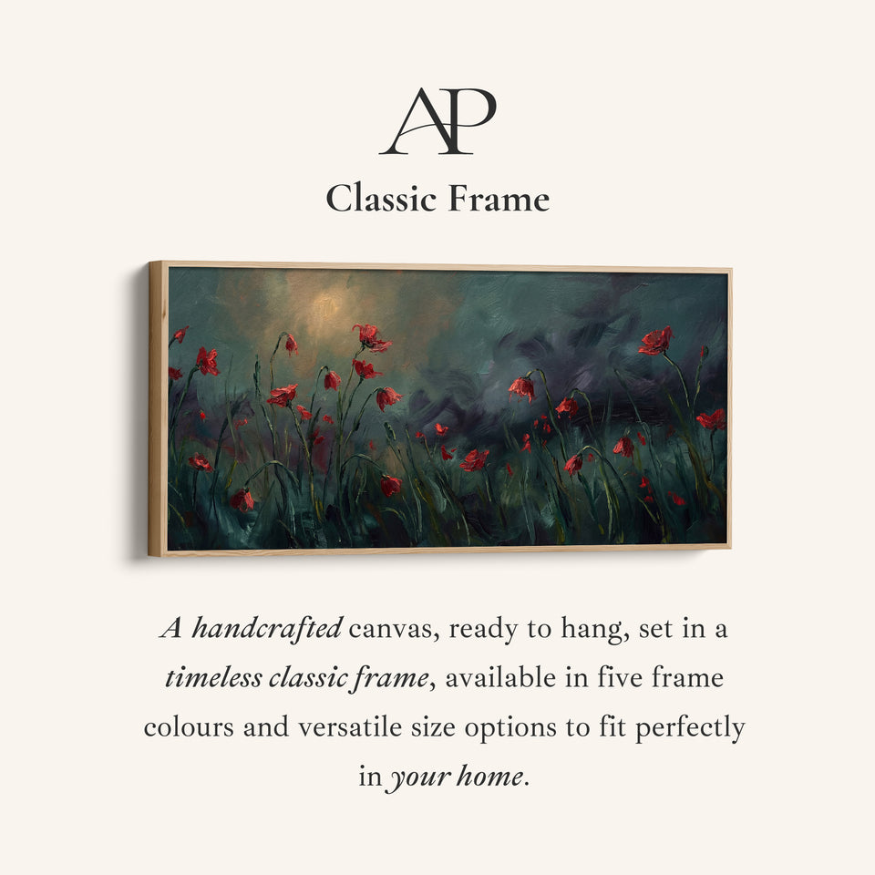 Red Poppies Panoramic Wall Art Horizontal Canvas Print For Bedroom