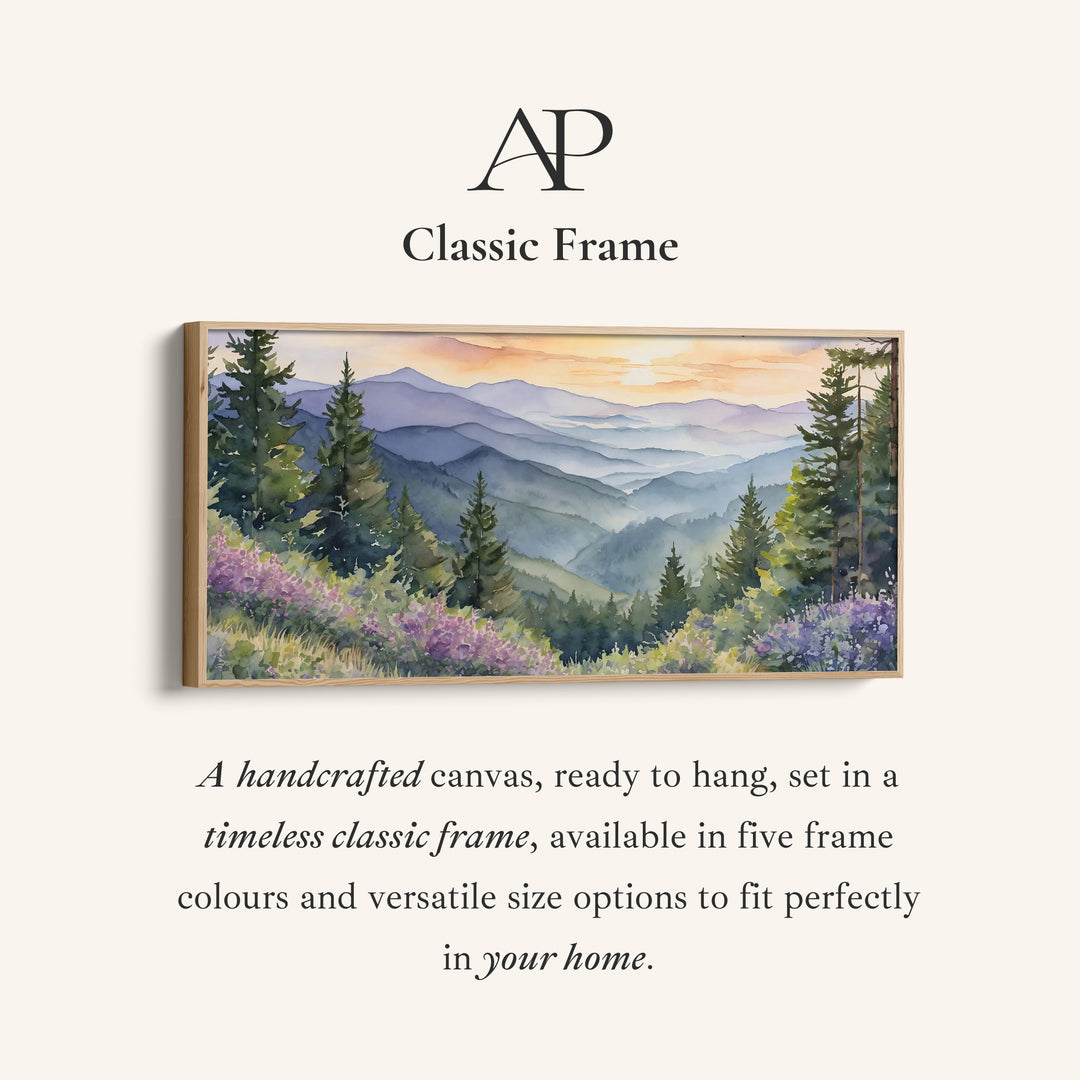 Mountain Valley Landscape Horizontal Wall Art Panoramic Canvas Print For Office