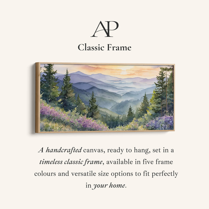 Mountain Valley Landscape Horizontal Wall Art Panoramic Canvas Print For Office