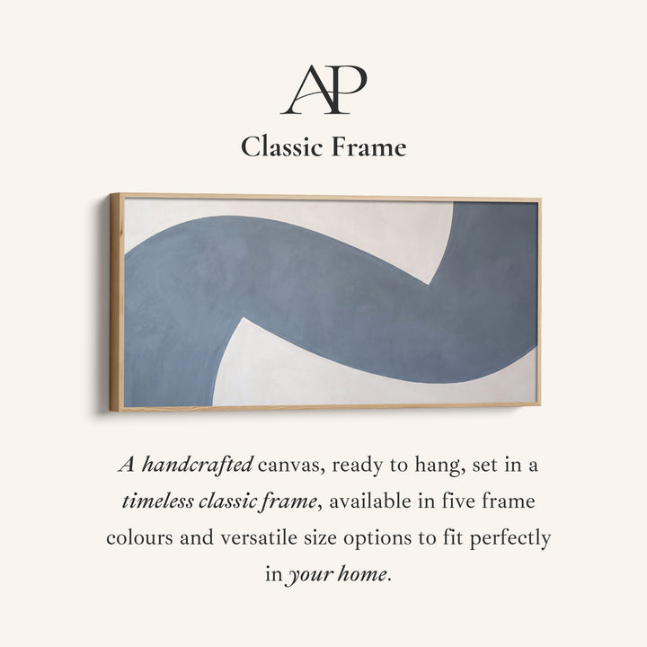 Blue Curved Abstract Form Above Bed Wall Art Horizontal Canvas Print For Bedroom