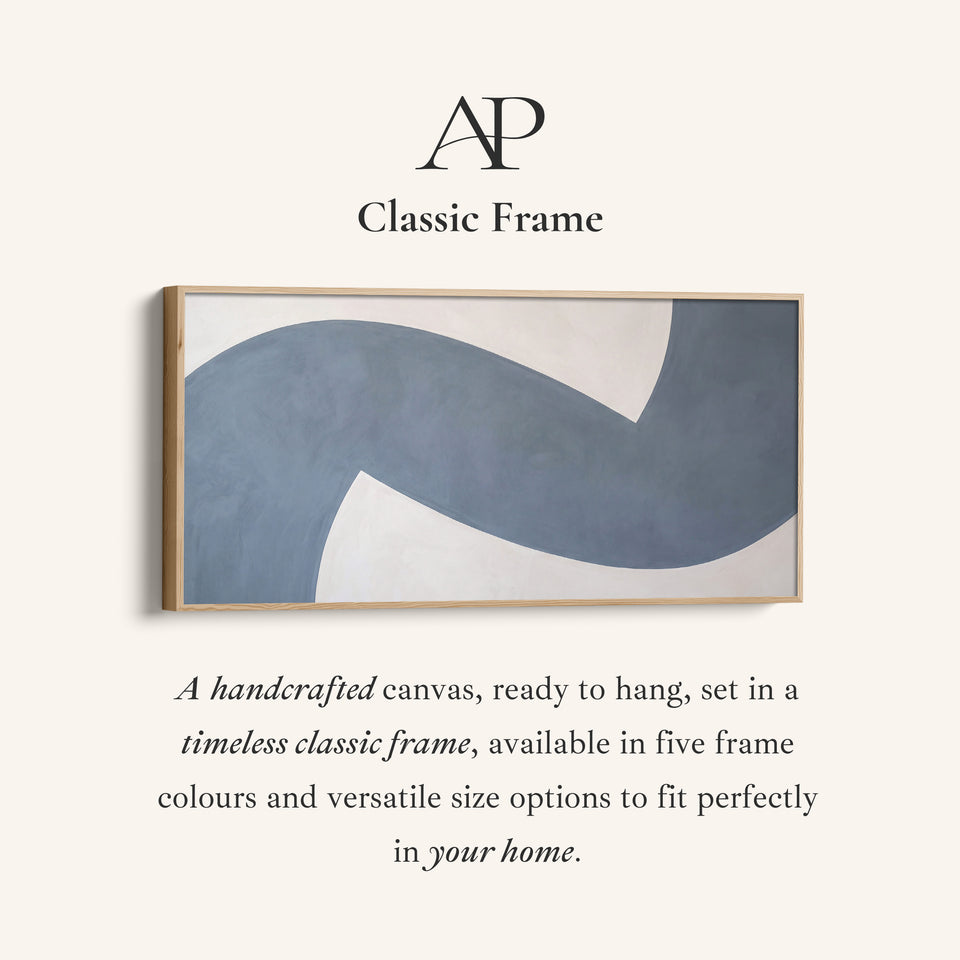 Blue Curved Abstract Form Above Bed Wall Art Horizontal Canvas Print For Bedroom