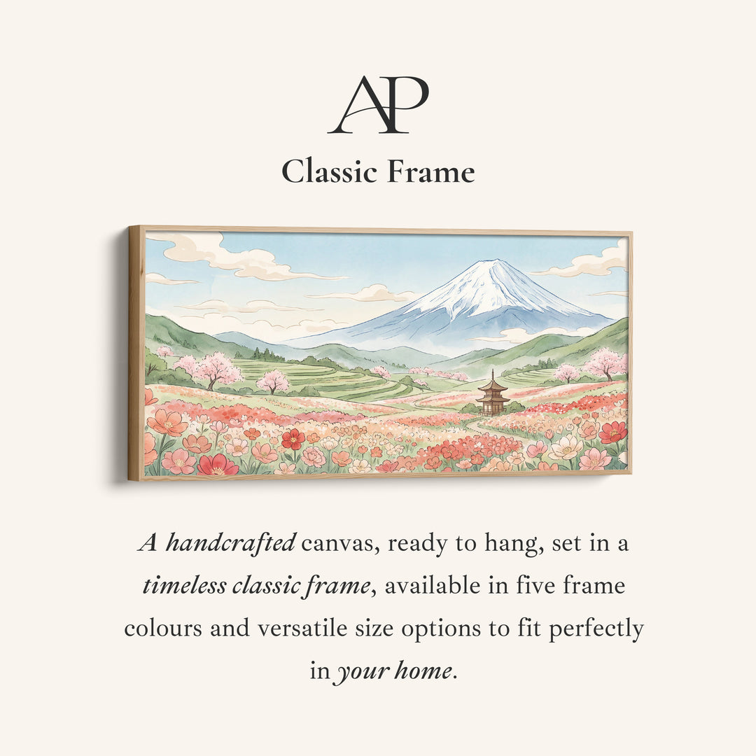 Mount Fuji Flower Field Long Wall Art Extra Wide Canvas For Living Room