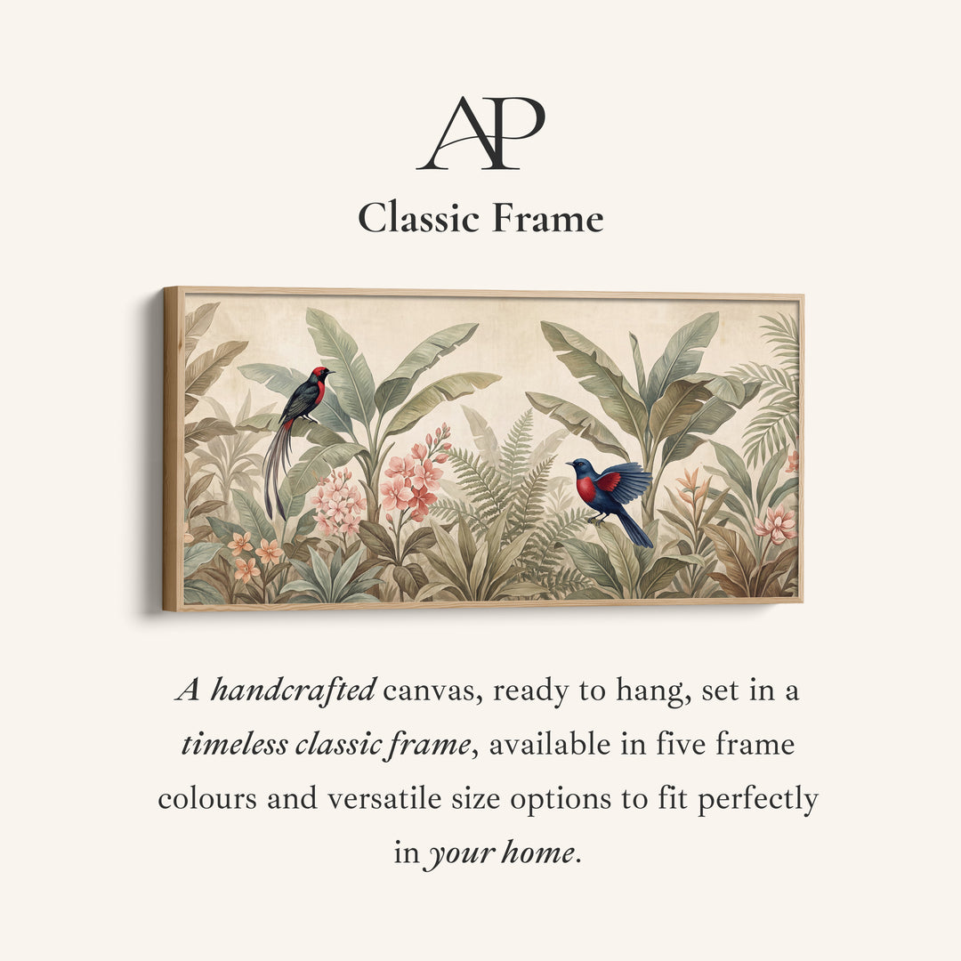Tropical Birds Among Leaves Horizontal Wall Art Statement Wall Decor For Living Room
