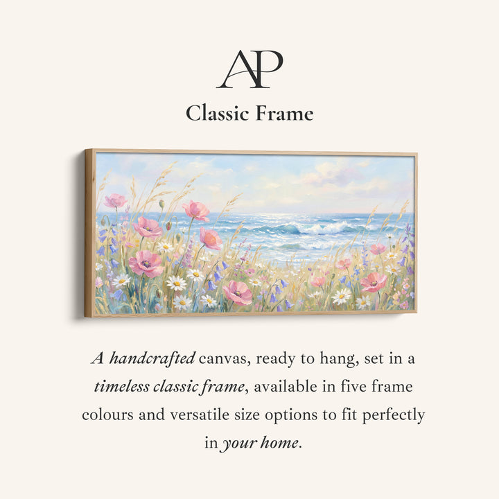 Coastal Wildflowers Horizontal Wall Art Extra Wide Canvas For Living Room