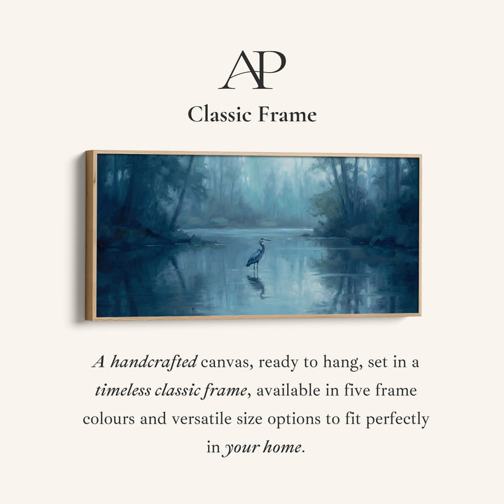 Misty Lake Heron Above Bed Wall Art Statement Wall Decor For Bedroom