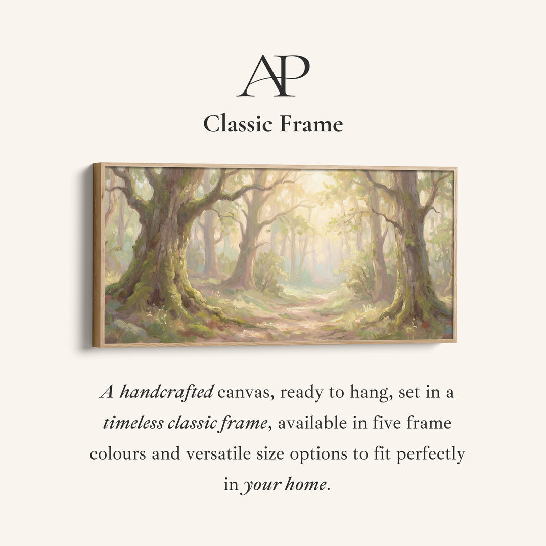 Sunlit Woodland Long Wall Art Horizontal Canvas Print For Hallway