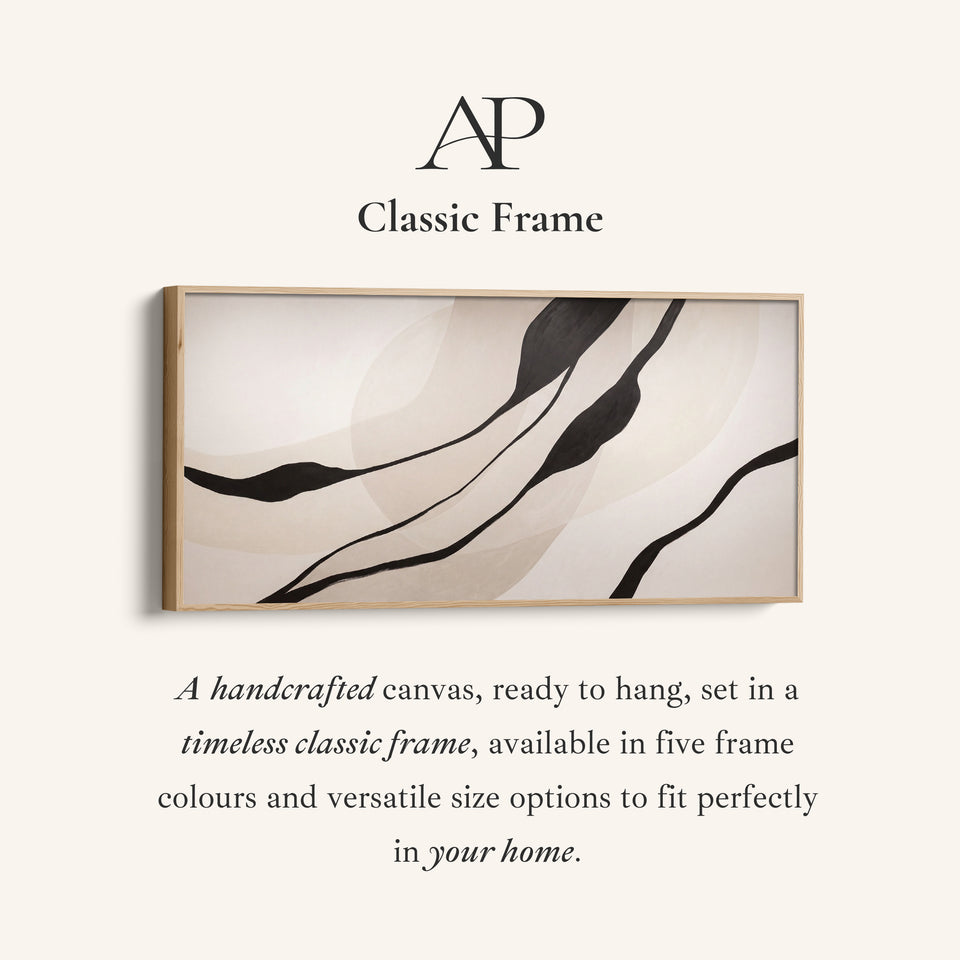 Bedroom Wall Art Black Organic Lines Extra Wide Canvas Office