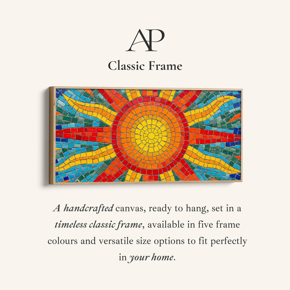 Wide Canvas Mosaic Sun Pattern Panoramic Canvas Print Living Room