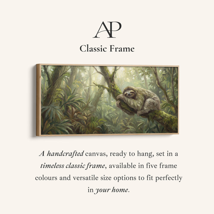 Horizontal Wall Art Sloth On Tree Branch Panoramic Canvas Print Bedroom