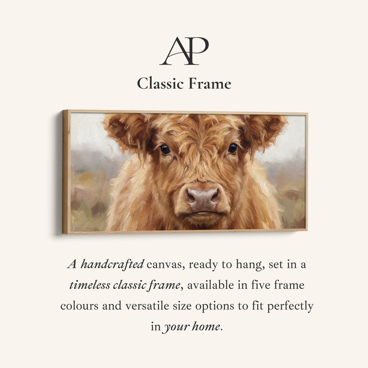 Highland Cow Portrait Bedroom wall art Framed Canvas Print Hallway