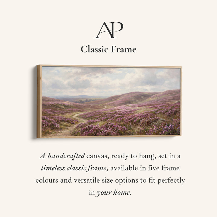 Heather Moorland wide framed canvas Panoramic Canvas Print Bedroom
