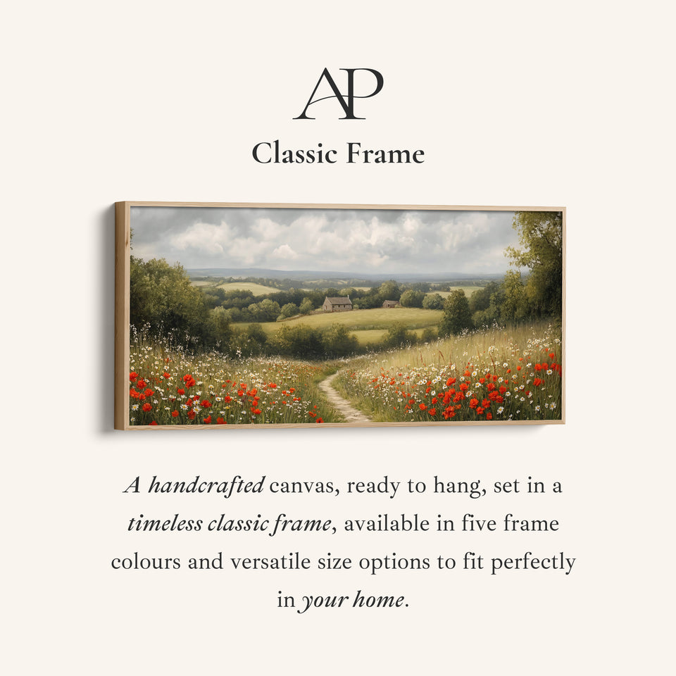 Wildflower Meadow Path Above Soft Wall Art Panoramic Canvas Print For Hallway