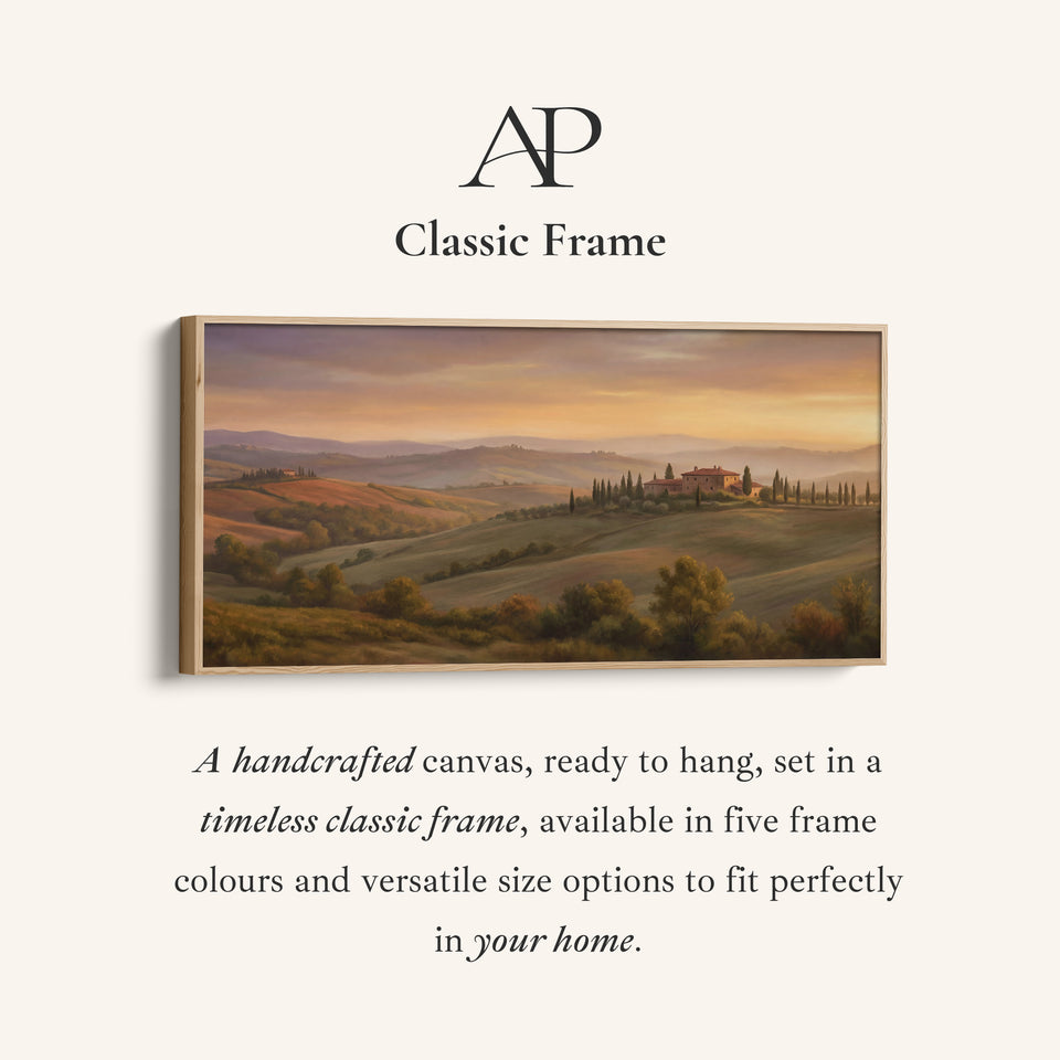 Tuscan Hills Farmhouse Above Bed Wall Art Extra Wide Canvas For Bedroom