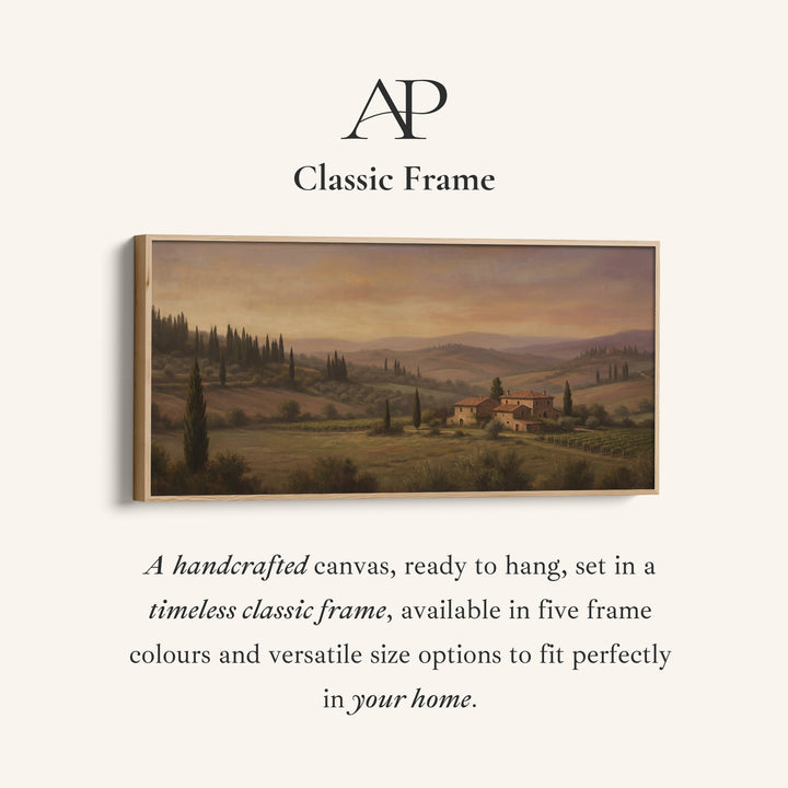 Tuscan Countryside Villa Above Soft Wall Art Panoramic Canvas Print For Living Room