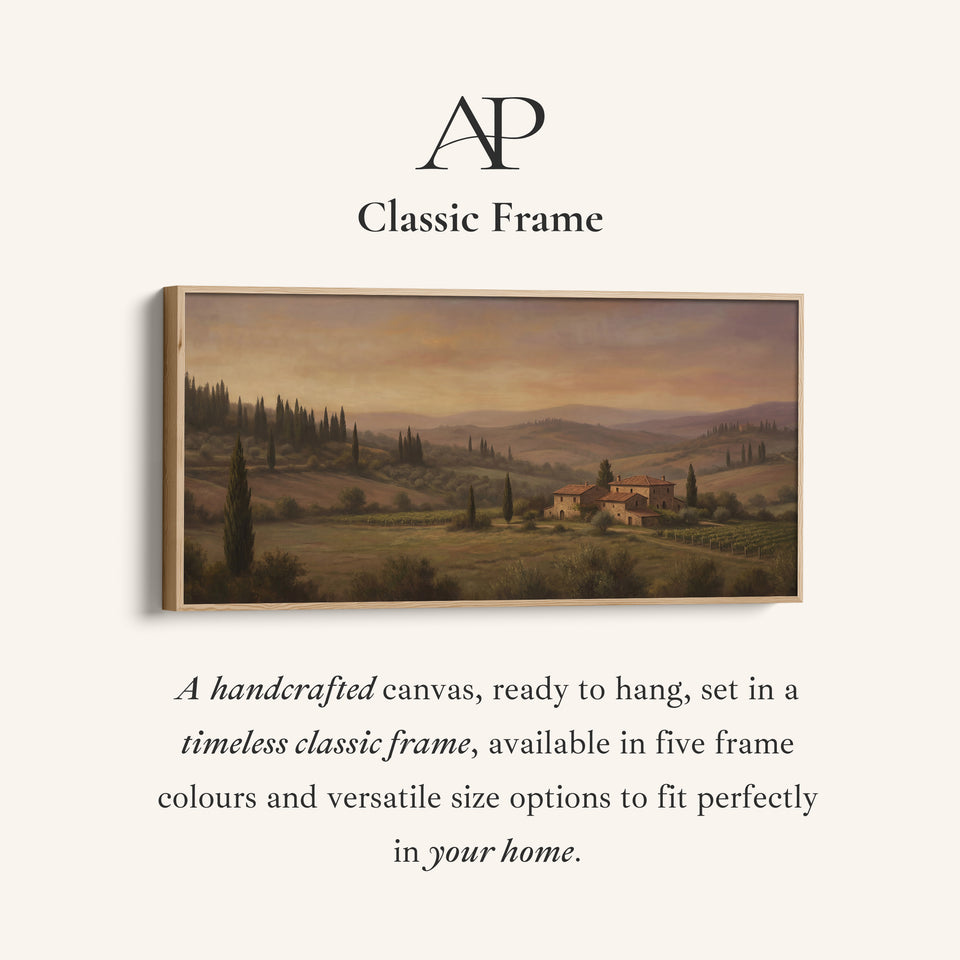 Tuscan Countryside Villa Above Soft Wall Art Panoramic Canvas Print For Living Room