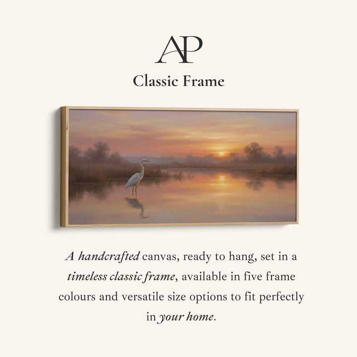 White Heron At Sunrise Horizontal Wall Art Oversized Wall Decor For Office