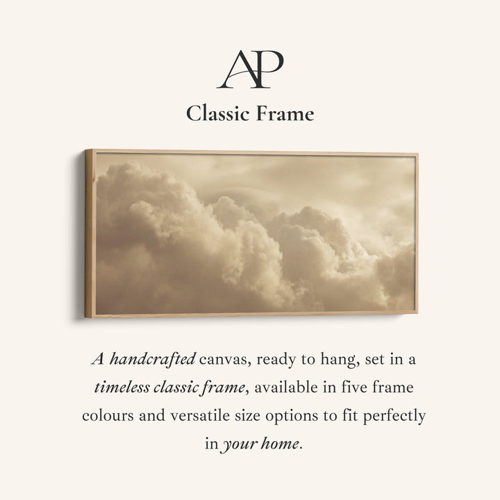 Warm Sepia Clouds Horizontal Wall Art Panoramic Canvas Print For Living Room