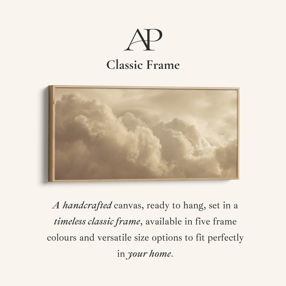 Warm Sepia Clouds Horizontal Wall Art Panoramic Canvas Print For Living Room