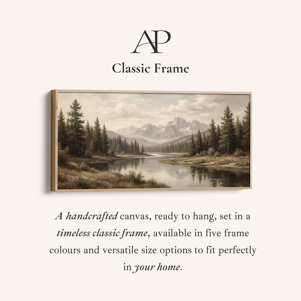 Mountain River Horizontal Wall Art Panoramic Canvas Print For Office