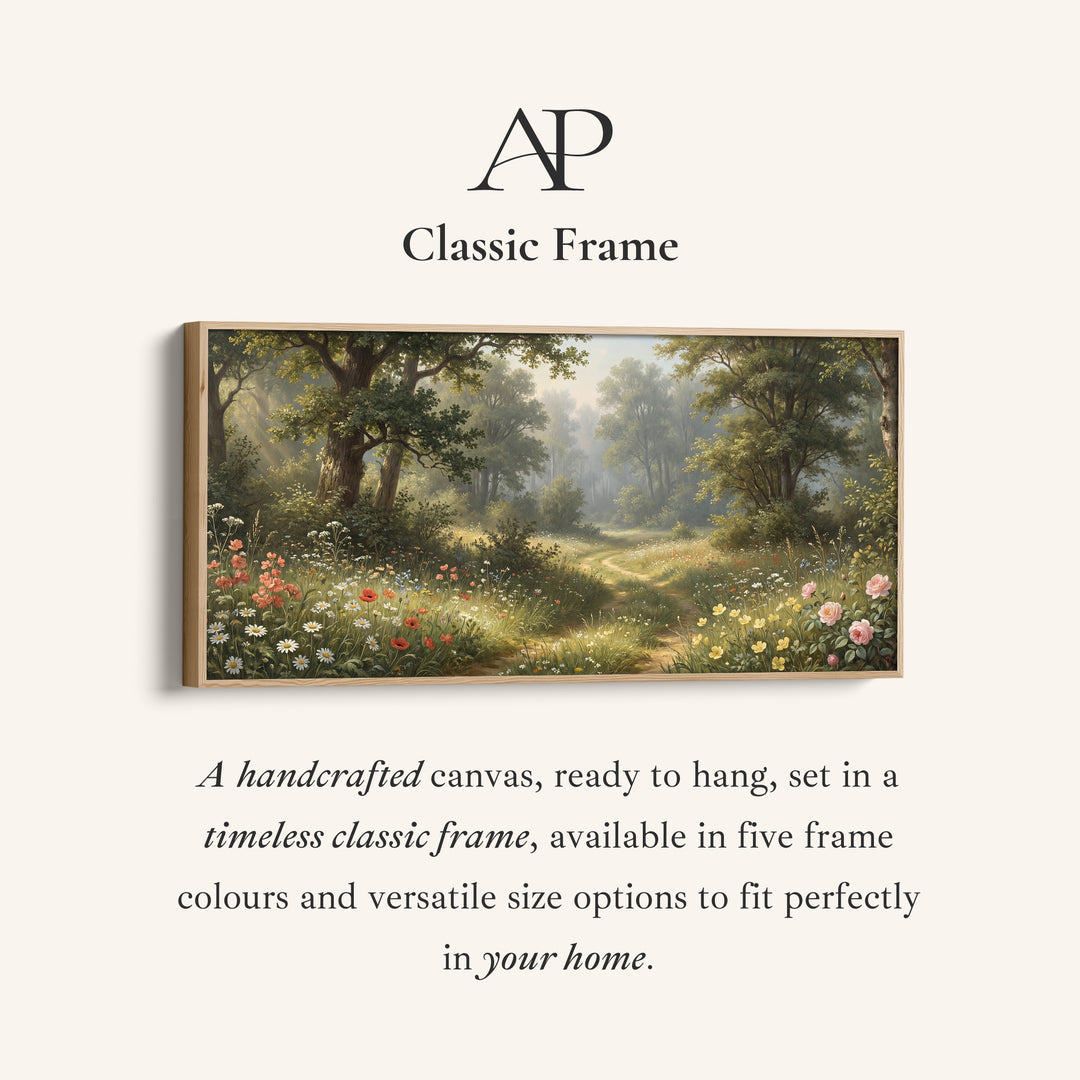 Horizontal Wall Art Woodland Wildflower Path Panoramic Canvas Print For Bedroom