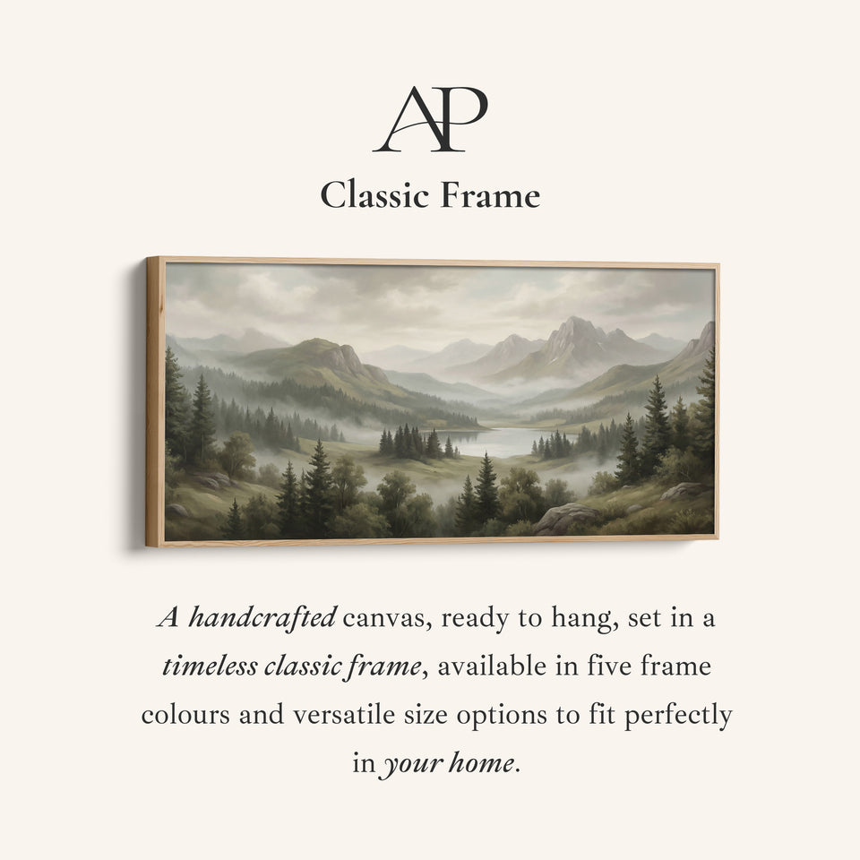 Above Bed Wall Art Misty Mountain Lake Valley Extra Wide Canvas For Living Room