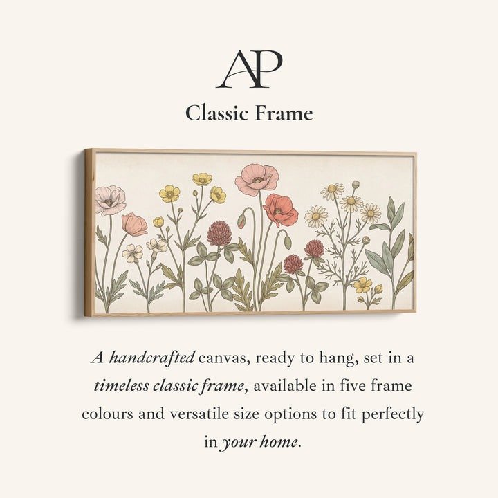 Large Wall Art Botanical Wildflower Illustration Horizontal Canvas Print For Kitchen