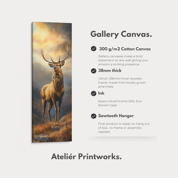 Stag Tall Narrow Skinny Canvas Artwork - V0017