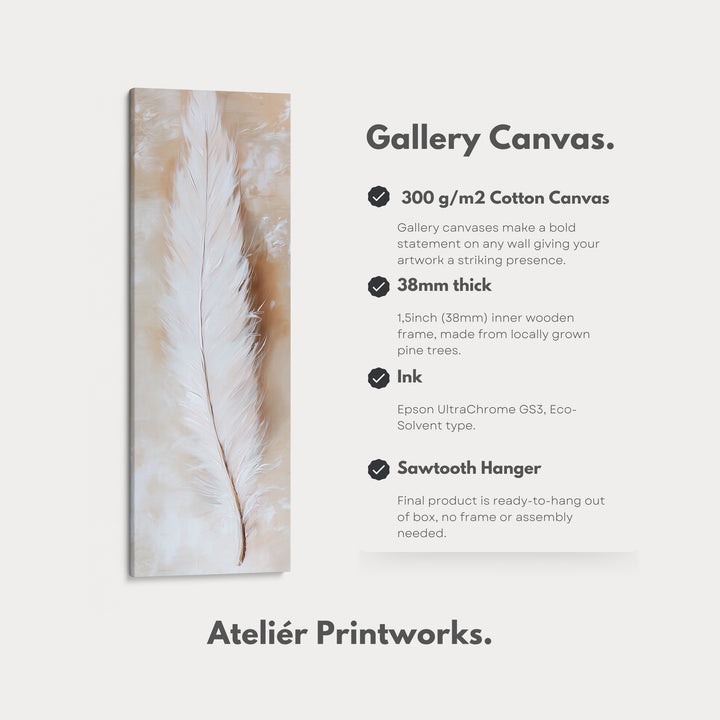 Large Canvas Wall Decor, Vertical Long Feather Wall Art - V0046