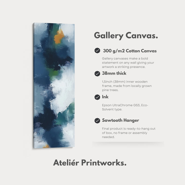 Blue Abstract Long Vertical Large Canvas Wall Decor - V0049