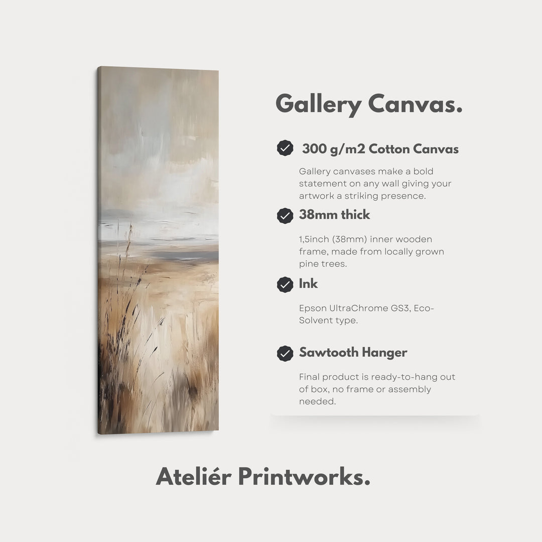 Beige Abstract Large Canvas Wall Decor - Vertical Long Narrow Wall Art - V0055