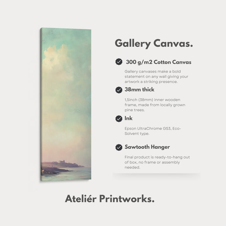 Vintage Sea Large Framed Canvas Long Vertical Narrow Wall Decor - V0095