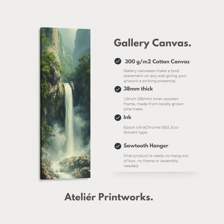 Long Narrow Vertical Large Canvas Wall Decor Waterfall - V0105