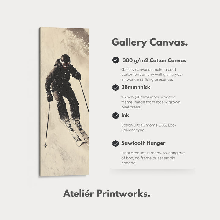 Vintage Ski Long Narrow Vertical Large Canvas Wall Decor - V0111