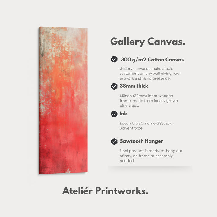 Abstract Red Vertical Tall Wall Art Large Framed Canvas - V0116