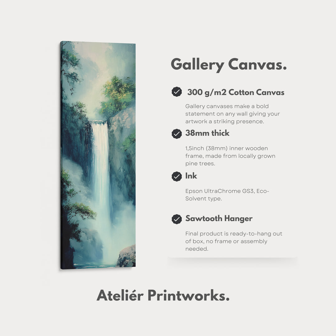 Waterfall Vertical Tall Wall Art Large Framed Canvas - V0118